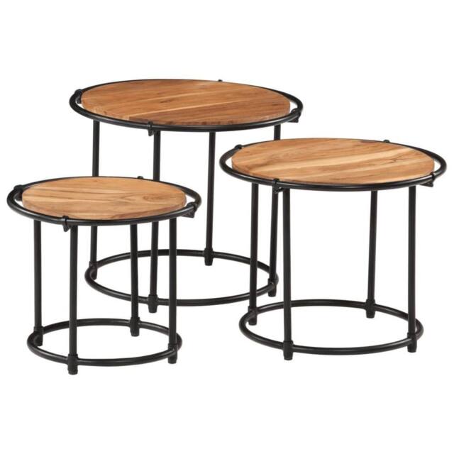 Berkfield Home Nesting Tables 3 pcs Solid Wood Acacia in Brown - image 1
