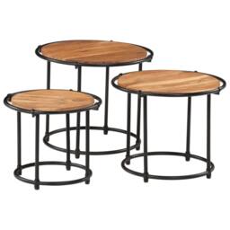 Berkfield Home Nesting Tables 3 pcs Solid Wood Acacia in Brown - thumbnail 1
