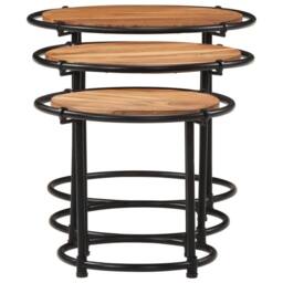 Berkfield Home Nesting Tables 3 pcs Solid Wood Acacia in Brown - thumbnail 5