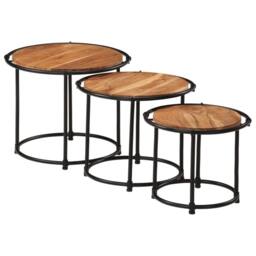 Berkfield Home Nesting Tables 3 pcs Solid Wood Acacia in Brown - thumbnail 4