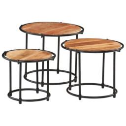 Berkfield Home Nesting Tables 3 pcs Solid Wood Acacia in Brown - thumbnail 2