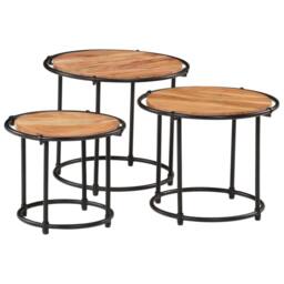 Berkfield Home Nesting Tables 3 pcs Solid Wood Acacia in Brown - thumbnail 3
