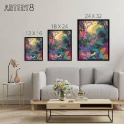 "Artery8 Vibrant Tropical Rainforest Sunrise Framed Canvas Wall Art Print - Size: W12"" x H16""" - thumbnail 4