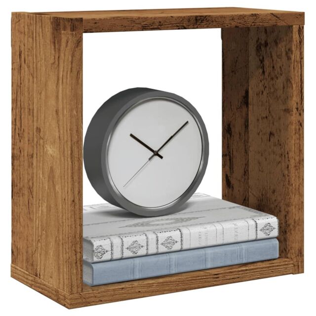 Berkfield Home Wall Cube Shelves 4 pcs Old Wood 30x15x30 cm Engineered Wood in Brown - Size: 30 x 15 x 30 cm - image 1