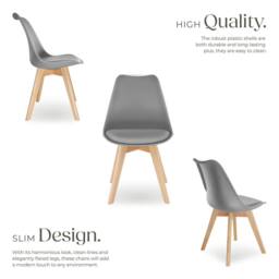 tectake Dining Chair Set Frederikke Set Of 6 - Grey - Size: 6 Pack - thumbnail 3