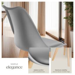 tectake Dining Chair Set Frederikke Set Of 6 - Grey - Size: 6 Pack - thumbnail 4