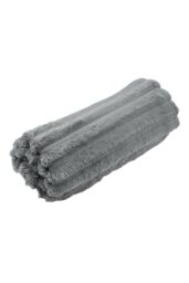 Living and Home Reversible Fluffy Striped Throw Blanket in Grey - Size: Large - thumbnail 7