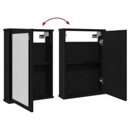 Berkfield Home Bathroom Mirror Cabinet Black Oak 42x12x60 cm Engineered Wood - Size: 42 x 12 x 60 cm - thumbnail 7