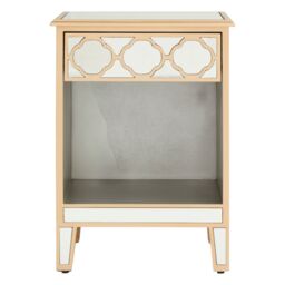 Orsina Mirrored Top Side Table, Stylish Side Table By Couch For Livingroom, Sleek Small Lounge Table For Tea in Gold