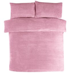 Smart Living Luxury Teddy Plain Duvet Cover & Pillowcase Set in Mauve - Size: Super King - thumbnail 4