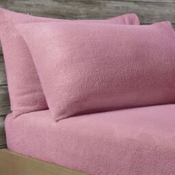 Smart Living Luxury Teddy Plain Duvet Cover & Pillowcase Set in Mauve - Size: Super King - thumbnail 5