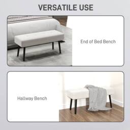 STILVORA Bench with Tufted Corduroy Seat & Steel Legs in Cream - thumbnail 8