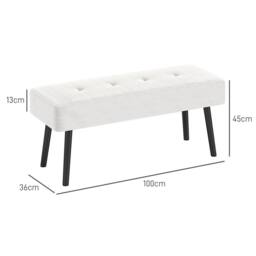 STILVORA Bench with Tufted Corduroy Seat & Steel Legs in Cream - thumbnail 4