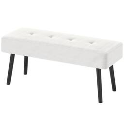 STILVORA Bench with Tufted Corduroy Seat & Steel Legs in Cream - thumbnail 5
