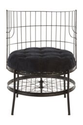 Orsina Distinctive Cage Style Black Finish Chair, Fabric Upholstered Arm Chair For Bedroom, Stylish Armchair - thumbnail 6