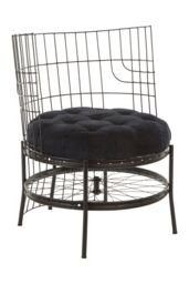 Orsina Distinctive Cage Style Black Finish Chair, Fabric Upholstered Arm Chair For Bedroom, Stylish Armchair - thumbnail 3