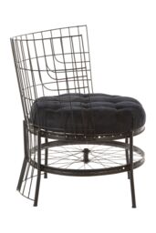 Orsina Distinctive Cage Style Black Finish Chair, Fabric Upholstered Arm Chair For Bedroom, Stylish Armchair - thumbnail 4