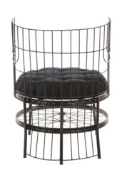 Orsina Distinctive Cage Style Black Finish Chair, Fabric Upholstered Arm Chair For Bedroom, Stylish Armchair - thumbnail 5