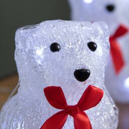 Samuel Alexander 12cm Set of 5 Christmas Polar Bears Ornaments with 40 White LEDs - thumbnail 5