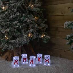 Samuel Alexander 12cm Set of 5 Christmas Polar Bears Ornaments with 40 White LEDs - thumbnail 3