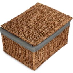 Red Hamper Light Steamed Cotton Lined Storage Basket in Grey - Size: Medium - thumbnail 2