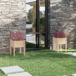 Berkfield Home Garden Planters 2 pcs 50x50x70 cm Solid Pinewood in Light Tan - Size: 50 x 50 x 70 cm - thumbnail 2
