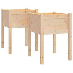 Berkfield Home Garden Planters 2 pcs 50x50x70 cm Solid Pinewood in Light Tan - Size: 50 x 50 x 70 cm - thumbnail 3