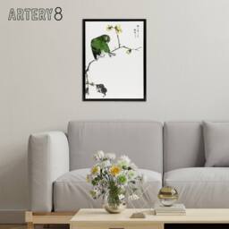 "Artery8 Fairy Pitta & Japanese Allspice Framed Canvas Wall Art Print Kashu - Size: W12"" x H16""" - thumbnail 3