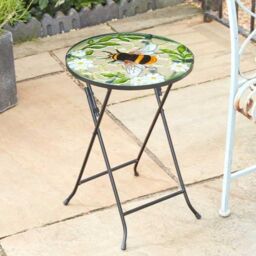 Marco Paul 30cm Multicoloured Glass Round Handprinted bee Table