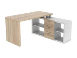 Vente-unique Corner Desk With Storage - White & Oak - ALDRIC III in Light Oak - thumbnail 5