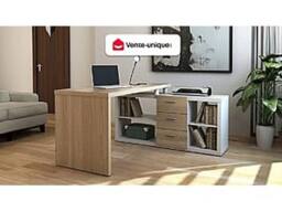 Vente-unique Corner Desk With Storage - White & Oak - ALDRIC III in Light Oak - thumbnail 4