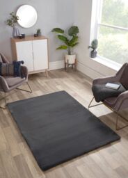 The Linen Consultancy TLC 5 Star Hotel Concept Luxury Faux Fur Charcoal Rug - Size: 133 cm diameter - thumbnail 1