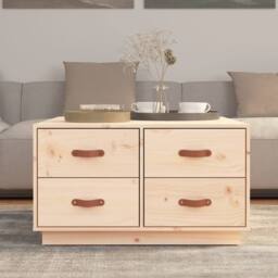 Berkfield Home Beautiful Coffee Table 80x80x45 cm Solid Wood Pine in Natural - Size: 80 x 80 x 45 cm