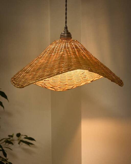 Dibor Traditional Roscoe Rattan Scalloped Easy Fit Decor Ceiling Shade H19 x D44cm in Natural - image 1