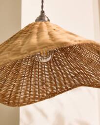 Dibor Traditional Roscoe Rattan Scalloped Easy Fit Decor Ceiling Shade H19 x D44cm in Natural - thumbnail 3