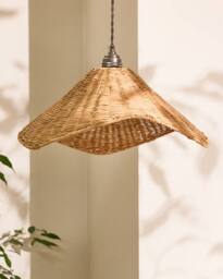 Dibor Traditional Roscoe Rattan Scalloped Easy Fit Decor Ceiling Shade H19 x D44cm in Natural - thumbnail 2