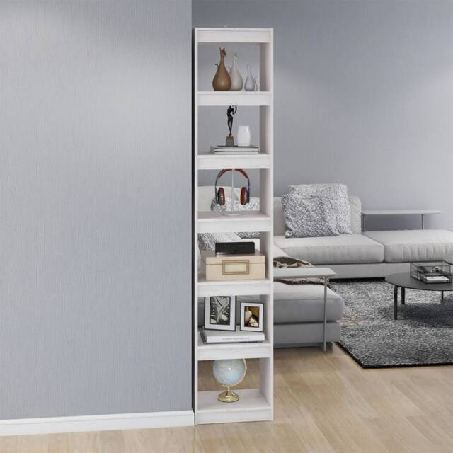 Berkfield Home Beautiful Book Cabinet/Room Divider White 40x30x199 cm Solid Pinewood - Size: 40 x 30 x 199 cm - image 1