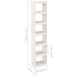 Berkfield Home Beautiful Book Cabinet/Room Divider White 40x30x199 cm Solid Pinewood - Size: 40 x 30 x 199 cm - thumbnail 8