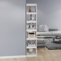 Berkfield Home Beautiful Book Cabinet/Room Divider White 40x30x199 cm Solid Pinewood - Size: 40 x 30 x 199 cm - thumbnail 1