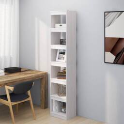 Berkfield Home Beautiful Book Cabinet/Room Divider White 40x30x199 cm Solid Pinewood - Size: 40 x 30 x 199 cm - thumbnail 2