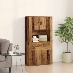 Berkfield Home Highboard Old Wood 80x33x150 cm Engineered Wood in Brown - Size: 80 x 33 x 150 cm - thumbnail 2