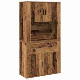 Berkfield Home Highboard Old Wood 80x33x150 cm Engineered Wood in Brown - Size: 80 x 33 x 150 cm - thumbnail 1