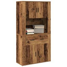 Berkfield Home Highboard Old Wood 80x33x150 cm Engineered Wood in Brown - Size: 80 x 33 x 150 cm - thumbnail 3