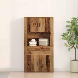Berkfield Home Highboard Old Wood 80x33x150 cm Engineered Wood in Brown - Size: 80 x 33 x 150 cm - thumbnail 4