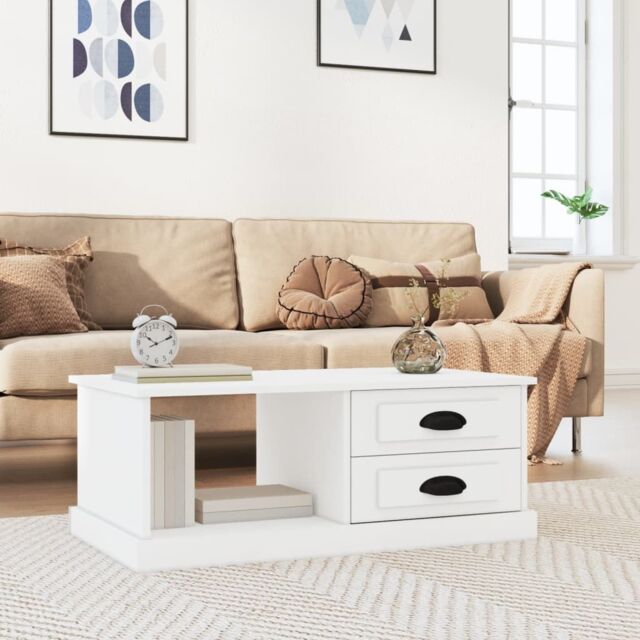 Berkfield Home Coffee Table White 90x50x35 cm Engineered Wood - Size: 90 x 50 x 35 cm - image 1