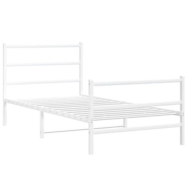 Berkfield Home Metal Bed Frame without Mattress with Footboard¬†White 107x203cm in White - Size: 107x203 cm - image 1