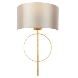 Loops Antique Gold Leaf Wall Light & Mink Satin Half Shade Dimmable LED Filament Lamp