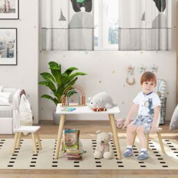 AIYAPLAY 3 Pieces Toddler Table & Chair Set for Nursery, Playroom, Classroom in White - Size: 60 cm x 60 cm