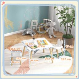 AIYAPLAY 3 Pieces Toddler Table & Chair Set for Nursery, Playroom, Classroom in White - Size: 60 cm x 60 cm - thumbnail 3
