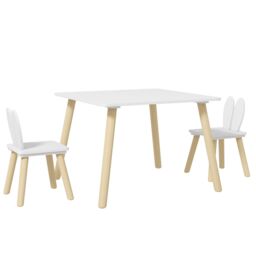 AIYAPLAY 3 Pieces Toddler Table & Chair Set for Nursery, Playroom, Classroom in White - Size: 60 cm x 60 cm - thumbnail 2